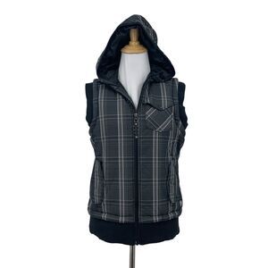 Mountain Hardwear Filled Vest Jacket Womens S Small Plaid Sleeveless Zip Up